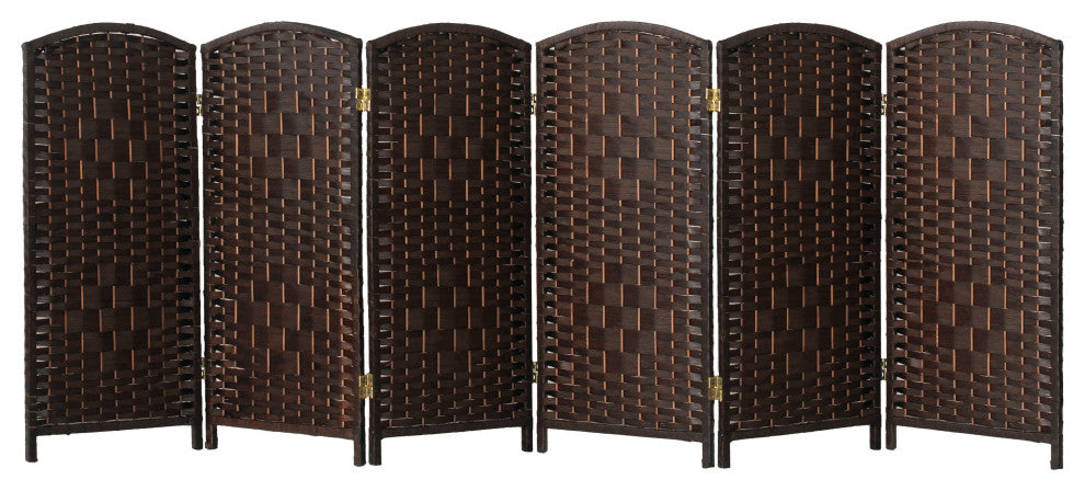 3 ft. Short Diamond Weave Fiber Room Divider Dark Mocha 6 Panel