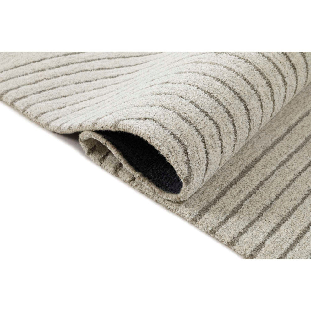 Mid-Century Tonal Area Rug, Ivory, 5'x8'