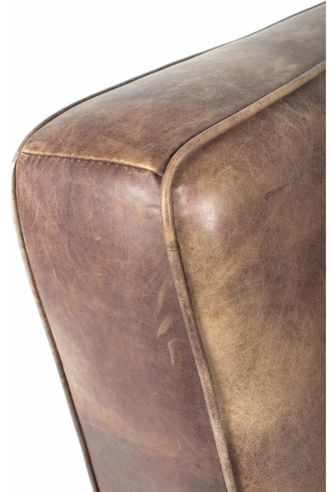 First of A Kind Perth Club Chair Grazed Brown Leather