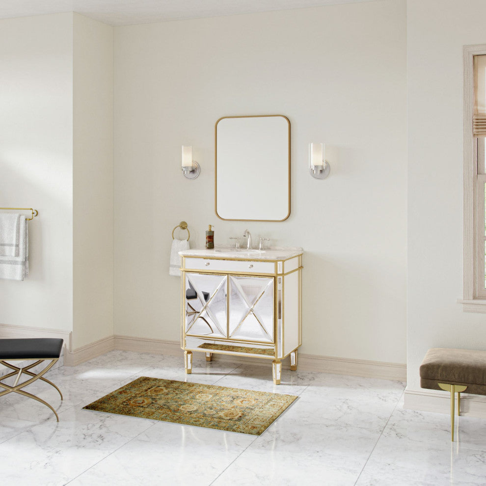 The Calista Bathroom Vanity, Gold, 32", Single Sink, Freestanding