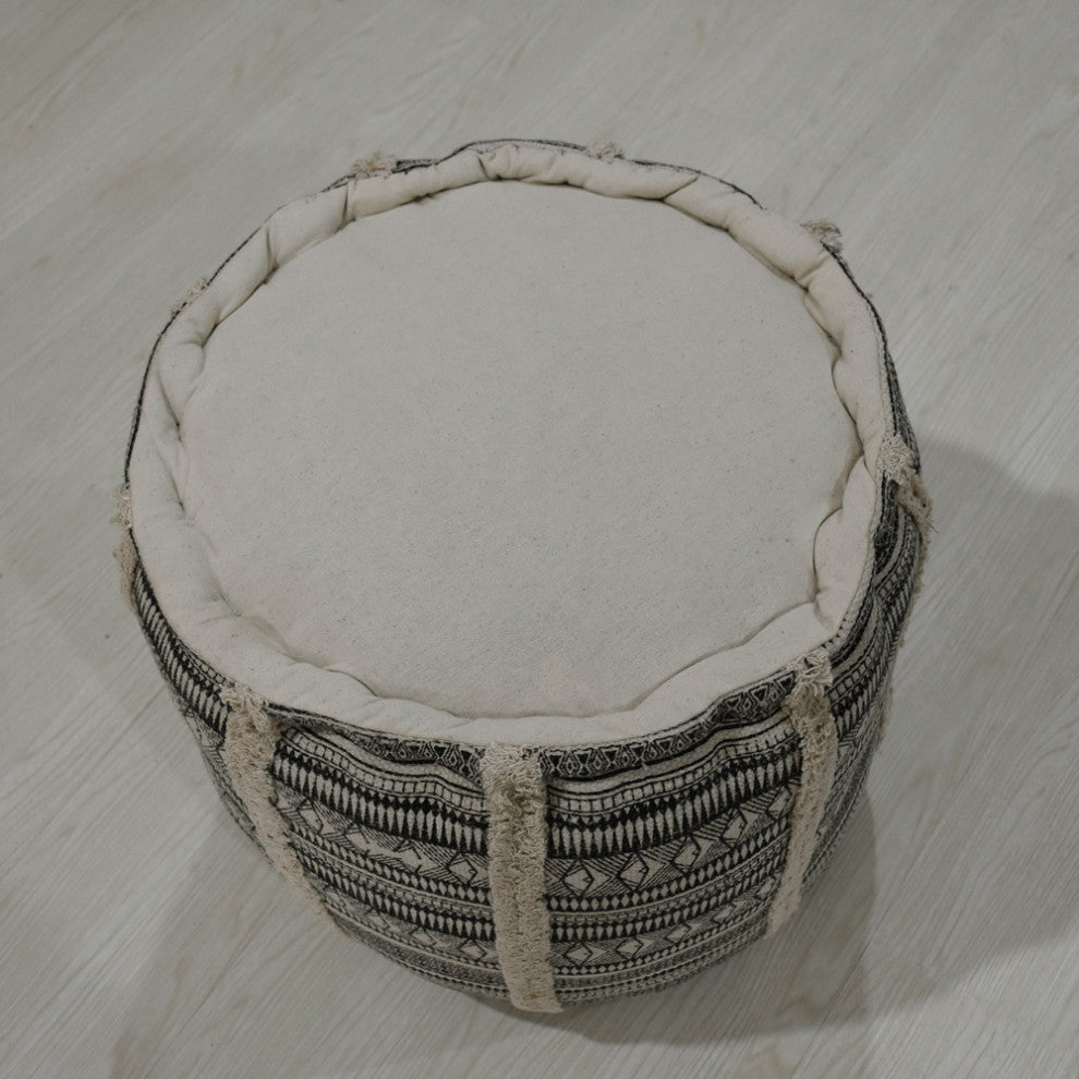 Contemporary Handmade Cotton Pouf, 14x14x14