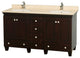 Wyndham WCV800060DESIVUNSMXX 60" Vanity in Espresso with Ivory Marble Top