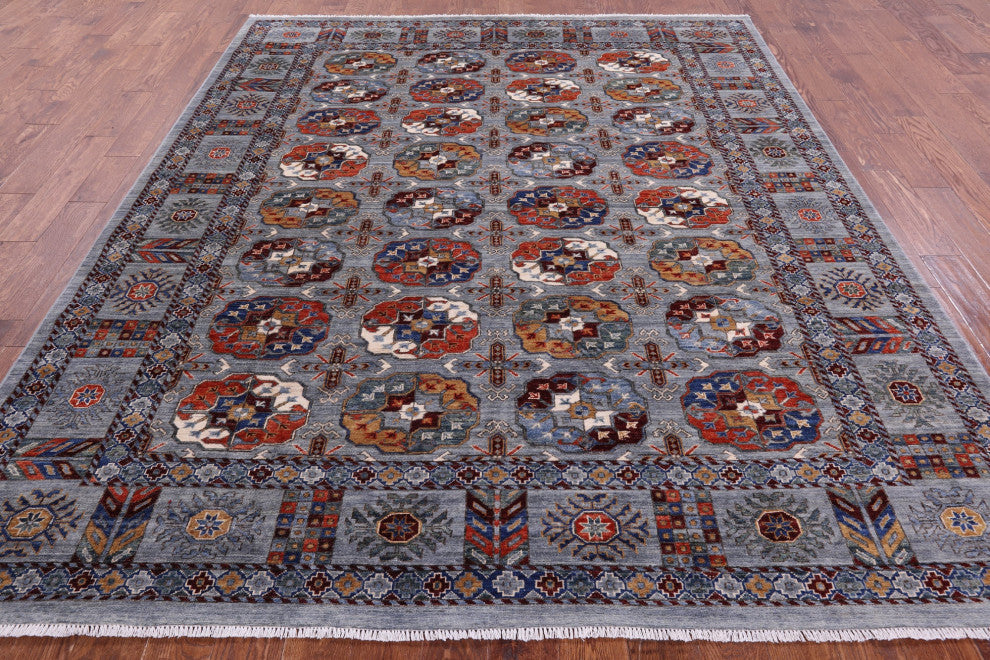 Super Turkmen Ersari Handmade Wool Rug 8' 1" X 9' 9" - Q15632