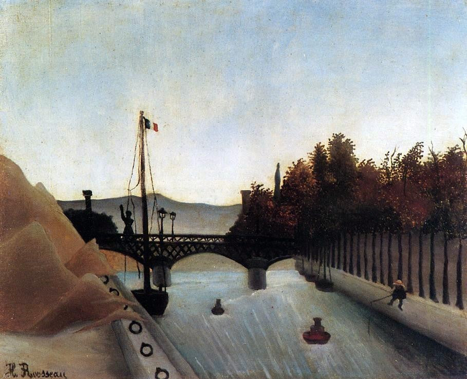 Henri Rousseau Footbridge at Passy, 20"x25" Wall Decal