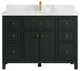 Sonoma 48 Single Sink Reeded Bath Vanity in Dark Forest Green 2" Calacatta Nuvo