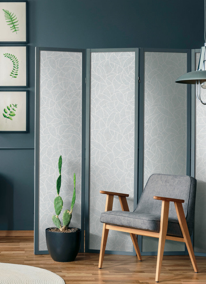 Frosty Blue Modern Crescent Moon Peel & Stick Wallpaper