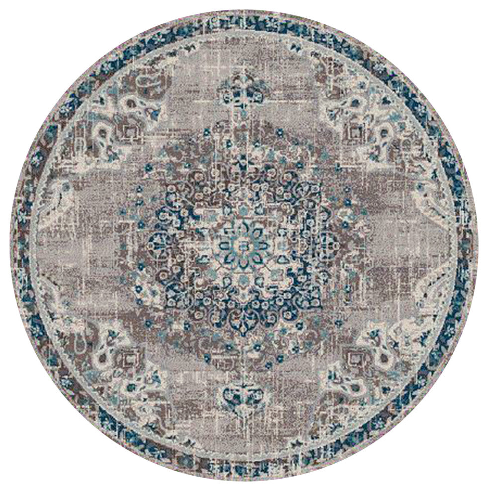 Montana Nieves Area Rug, Blue, 7'6" x 7'6"R, Medallion