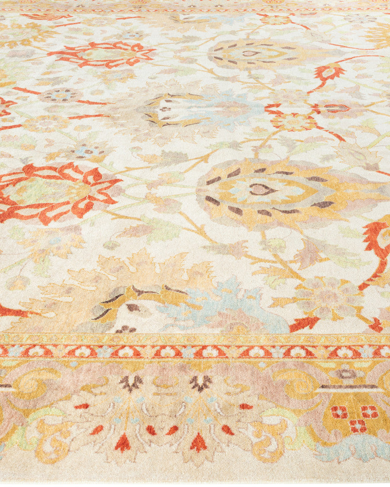 Eclectic, One-of-a-Kind Hand-Knotted Area Rug Ivory, 10' 2" x 17' 9"