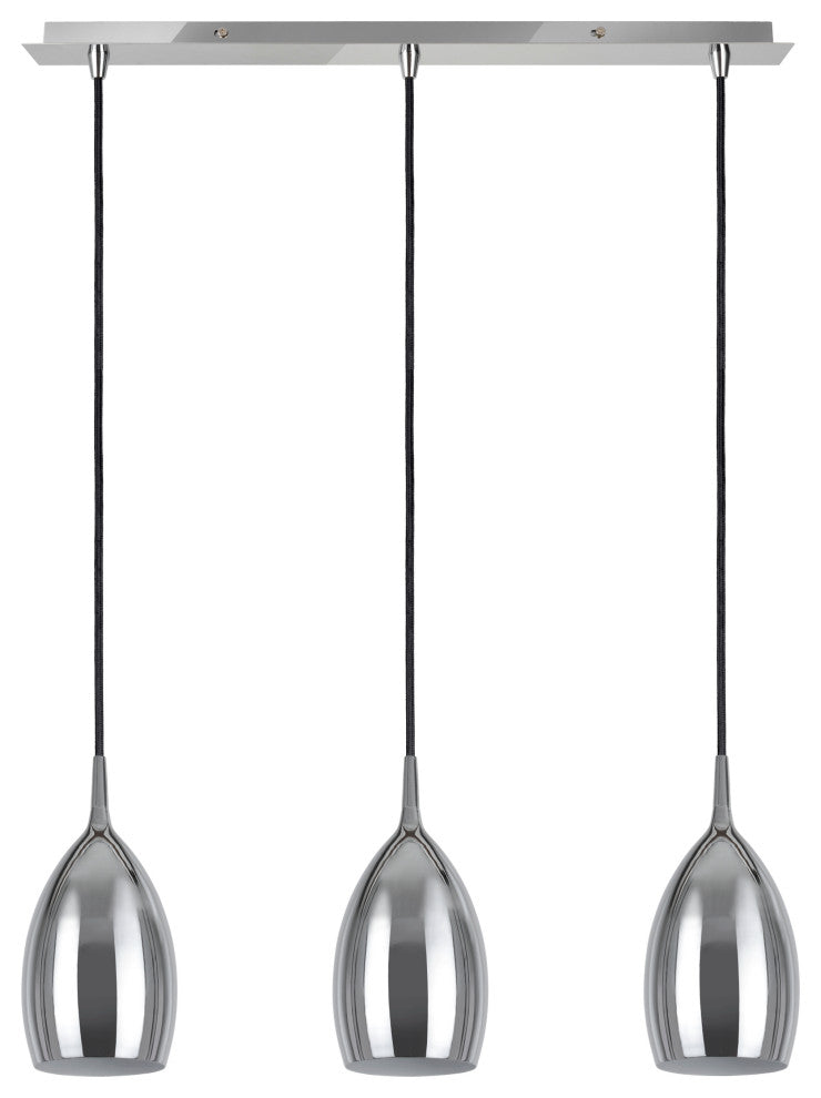 61078-1 Adjustable 3-Light Hanging Pendant Ceiling Light, Chrome