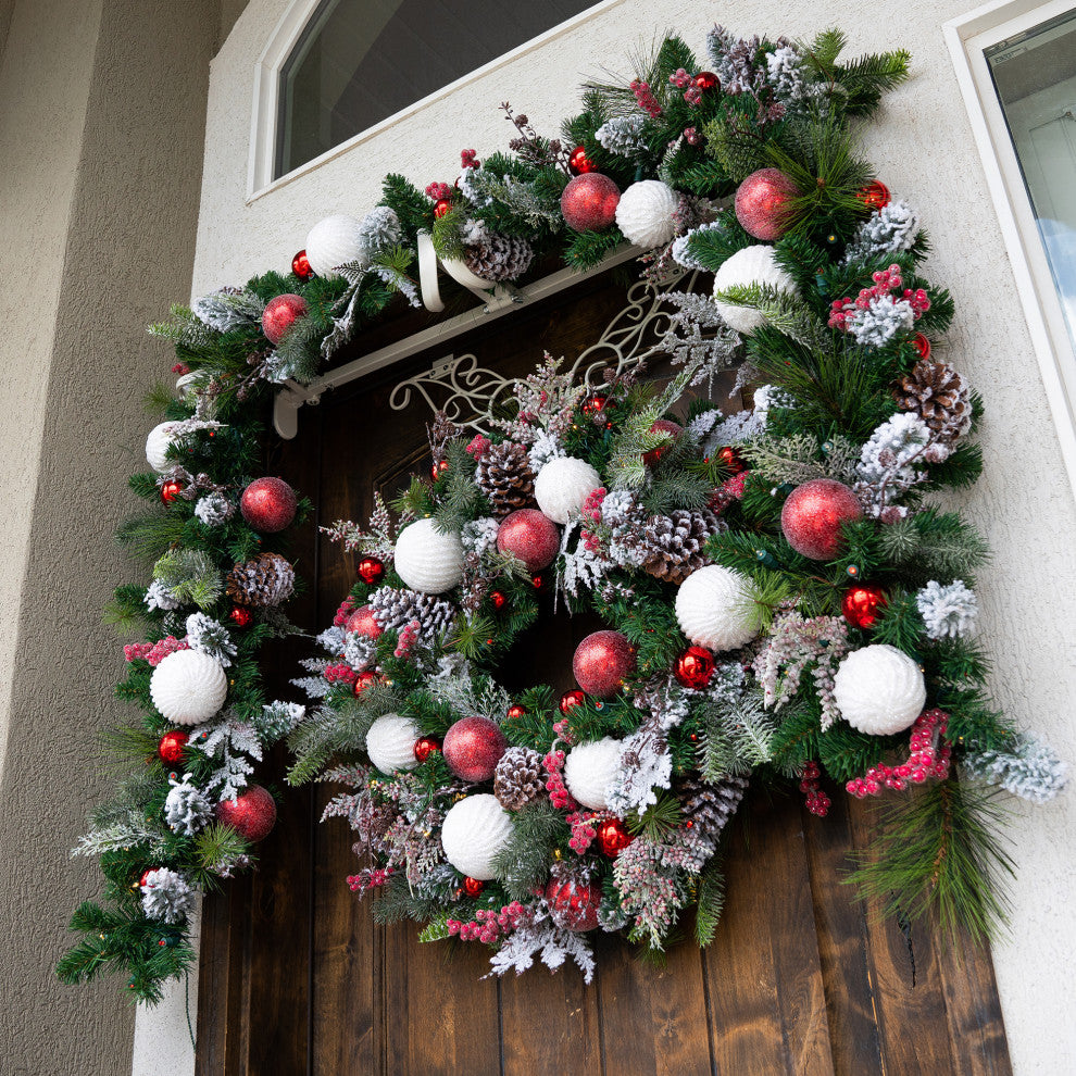 9' Artificial Christmas Garland with Lights, Frosted Wonderland