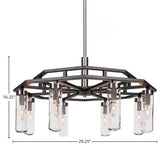 Salinda 8-Light Chandelier, Matte Black & Brushed Nickel/Clear Bubble