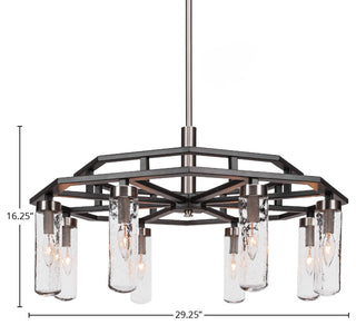 Salinda 8-Light Chandelier, Matte Black & Brushed Nickel/Clear Bubble
