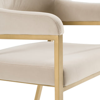 Modrest George Modern Beige Fabric + Antique Brass Dining Chair