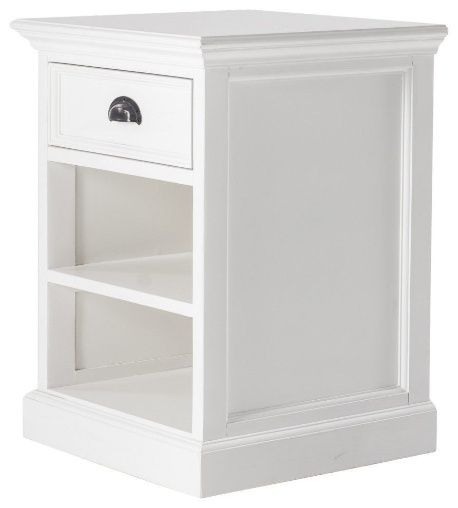 Classic White Nightstand With Shelves