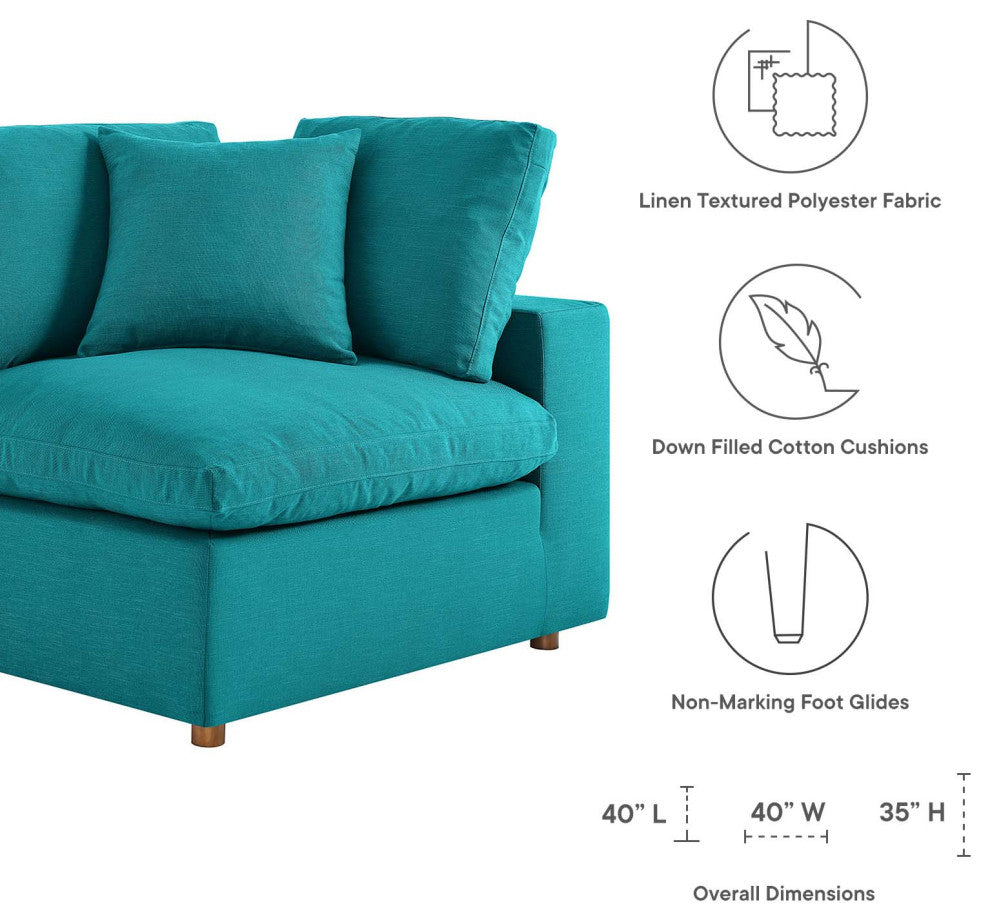 Modular Sectional Deep Sofa Set, Teal Blue, Fabric, Modern, Lounge Hospitality