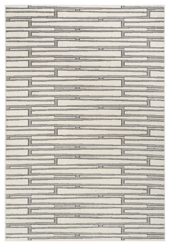 Nourison Nordic 5' x 7' Ivory Grey Scandinavian Indoor Rug