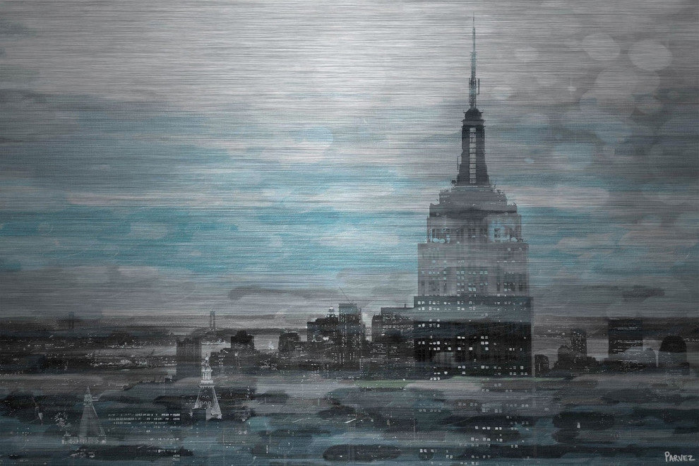 "Blue City Hues" Print on Brushed Aluminum, 36"x24"