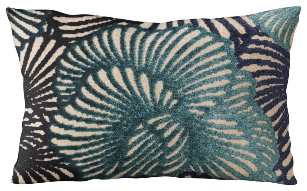 Plutus Blue Plush Damask Luxury Throw Pillow, 12"x20"