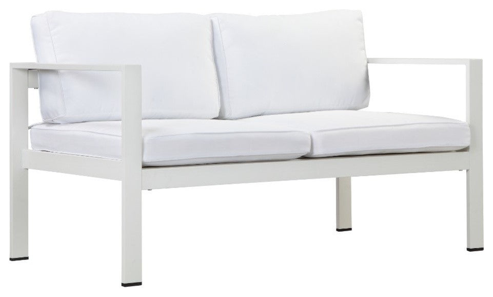 Upholstered Anodized Aluminum Sofa, White