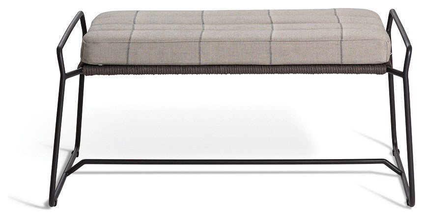OASIQ SANDUR Foot Stool, Rope: Taupe, Cushions: Natural, Frame: Stainless Steel