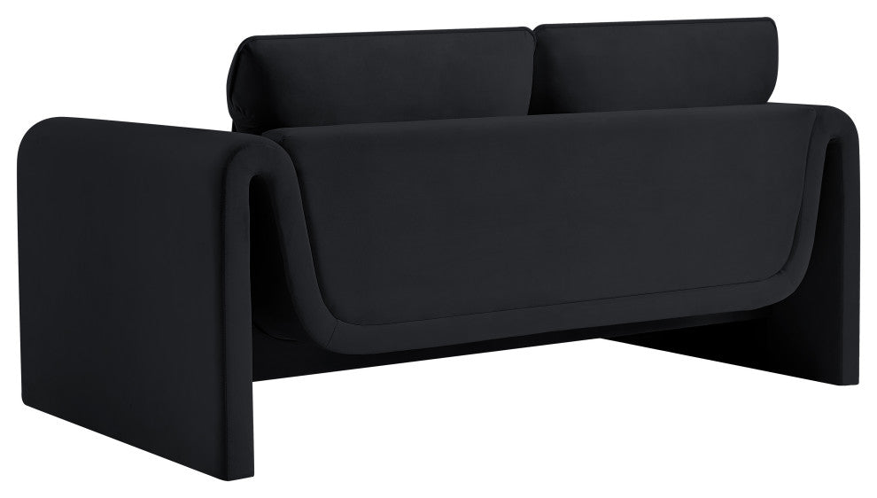 Sloan Black Velvet Fabric Loveseat