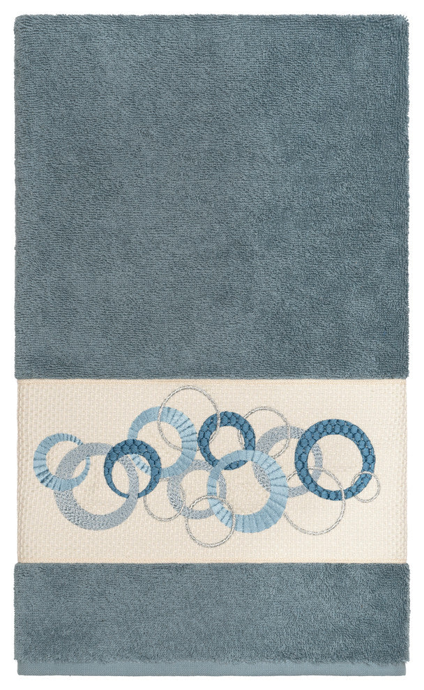Linum Home Textiles Annabelle Embellished, Teal, Bath Towel, Single