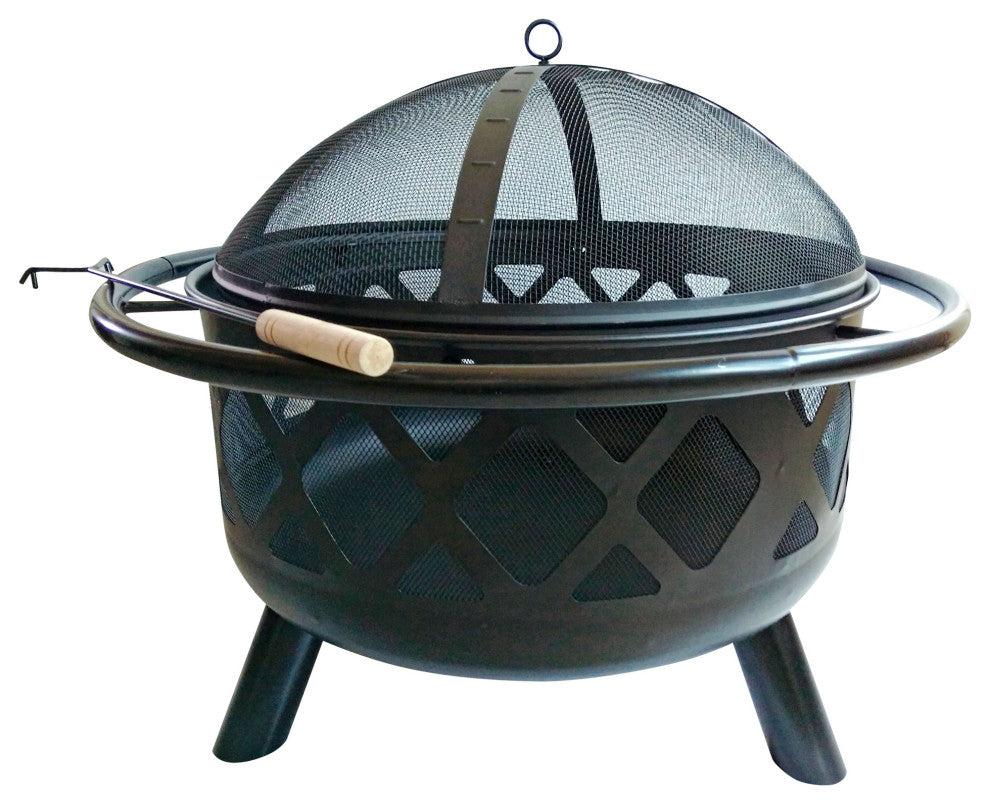 30" Outdoor Round Steel Wood Burning Fire Pit