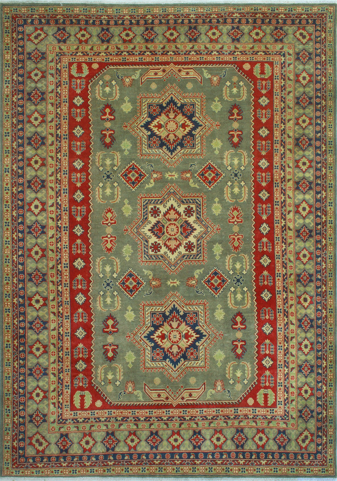 Kazak Celenia Grey/Red Rug, 8'4 x 11'2