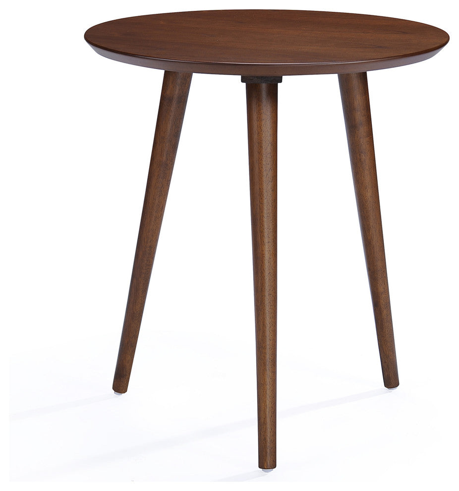 GDF Studio Evangeline Finished Wood End Table With Faux Wood Overlay, Natural Walnut