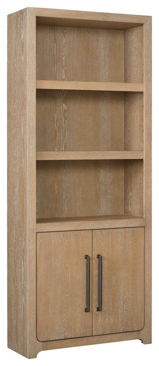 Modern Wood Bookcase With Doors, Office Shelving, Light Brown