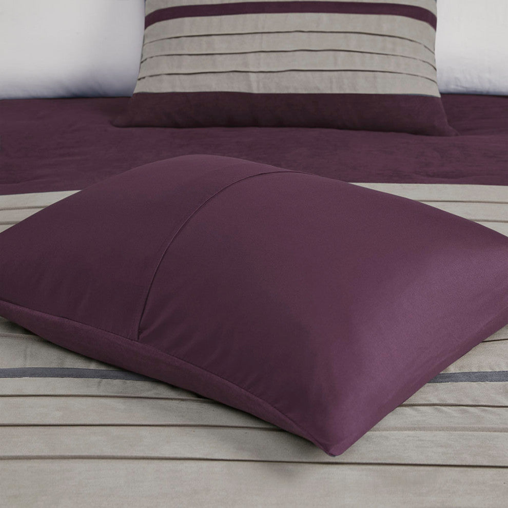 Madison Park Palmer Vera Microsuede 7-Piece Comforter Set, Purple