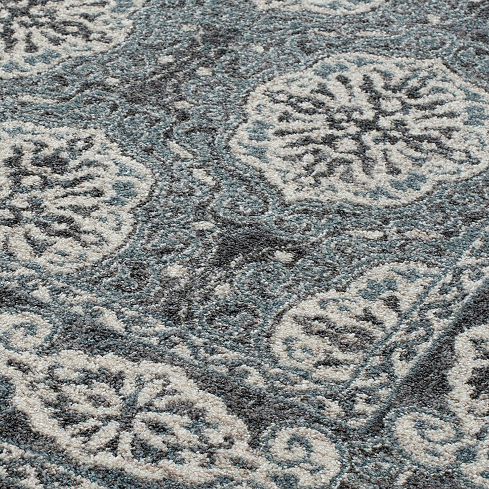 Alessana Banbury Bordered Area Rug, Blue, 6'7"x6'7" Round
