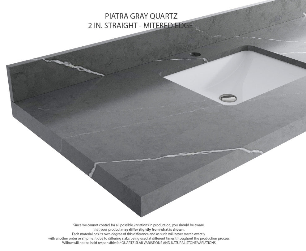 Parker 60" Double Sink Bath Vanity, Black 2" Piatra Gray