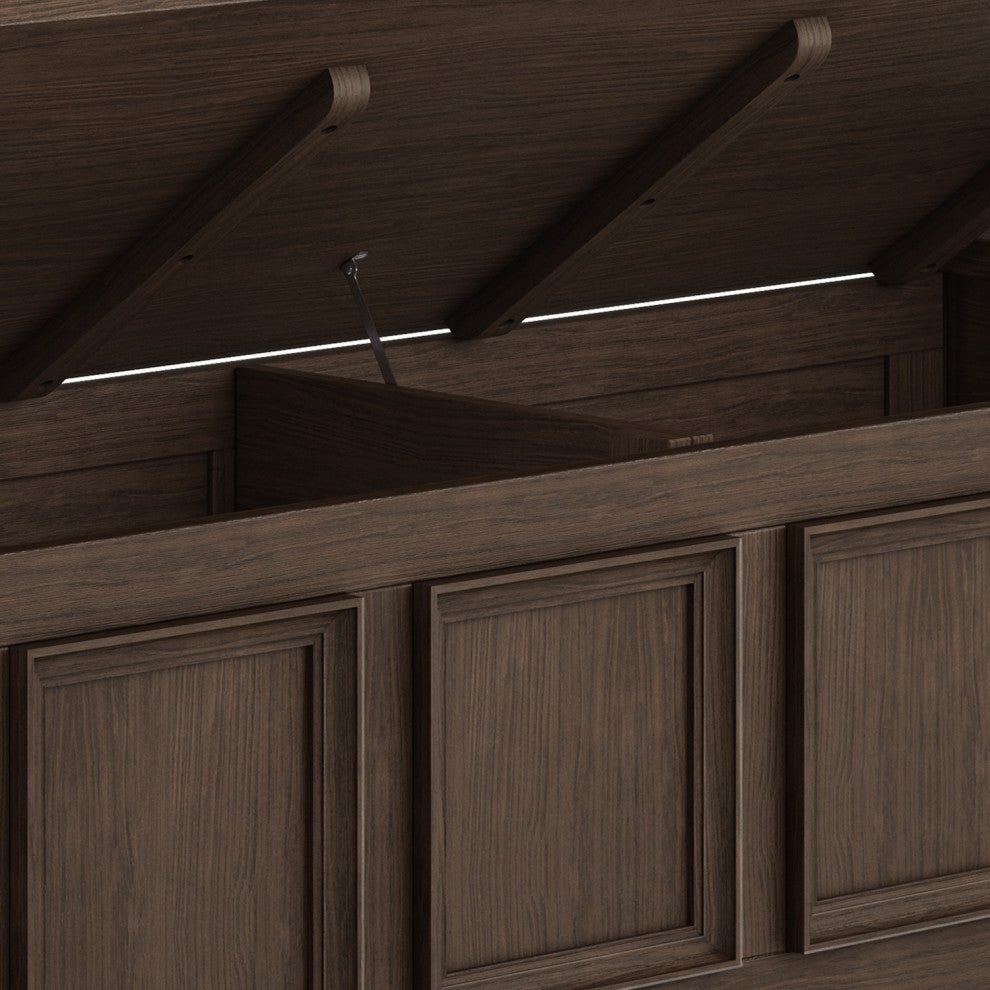 Amherst Solid Wood Entryway Storage Bench, Farmhouse Brown