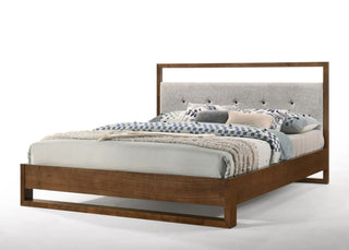 Nova Domus Falcor Modern Gray Fabric and Walnut Veneer Bed, Queen