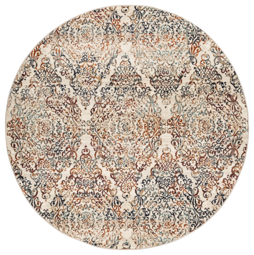 Heritage Ivory Timeless Distressed Moroccan Area Rug, 7'7 X 7'7ro