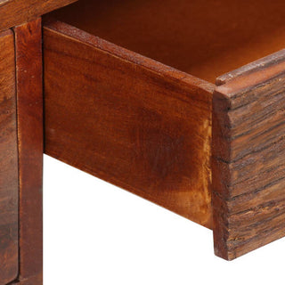 vidaXL Desk Home Office Computer Desk Solid Sheesham Wood and Real Leather
