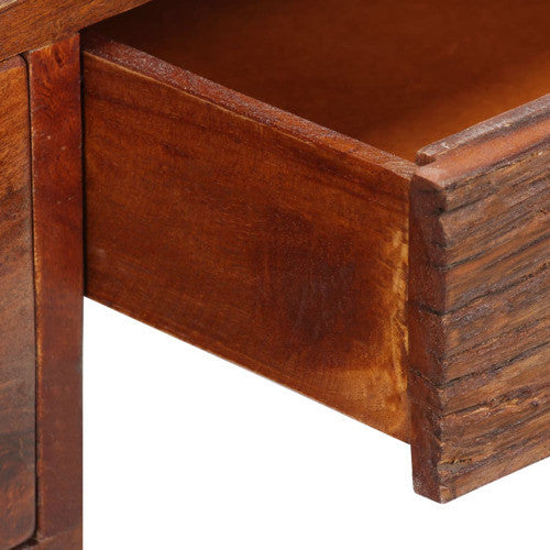 vidaXL Desk Home Office Computer Desk Solid Sheesham Wood and Real Leather