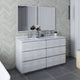 Fresca Formosa Modern 60" Rustic White Double Sink Vanity Set, Faucet Fft1030bn
