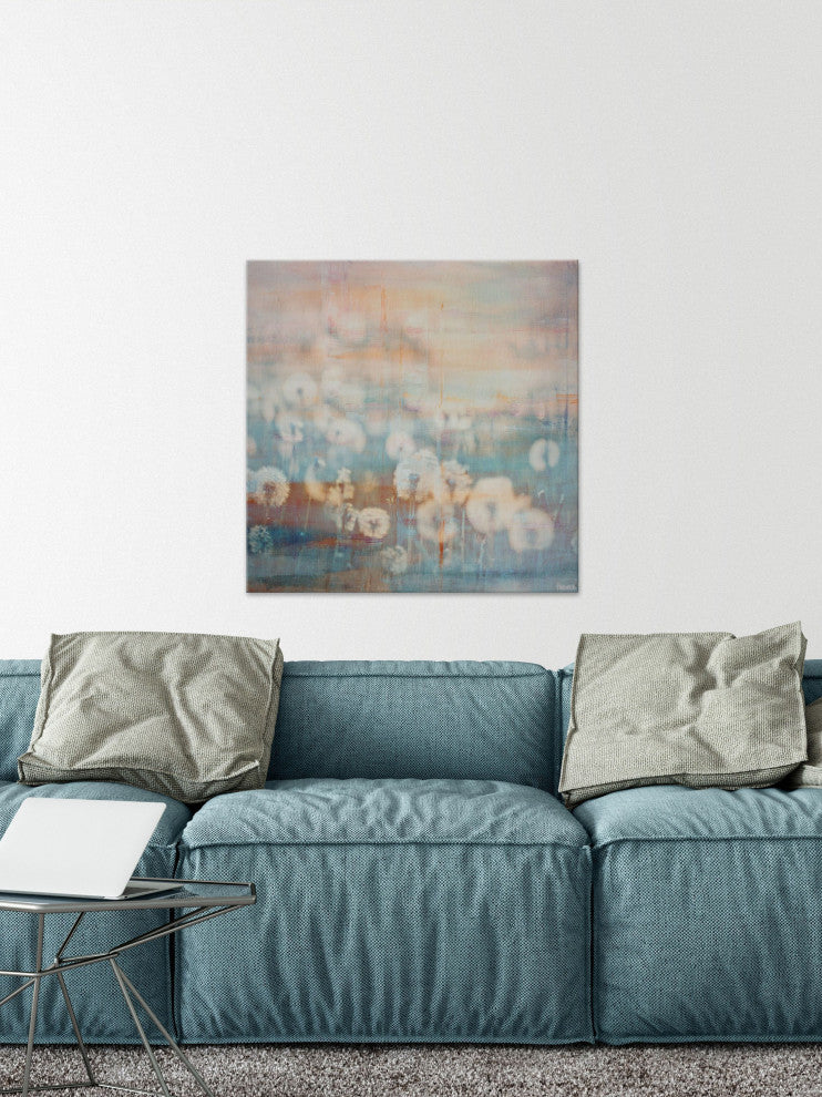 "Hazy Dandelions" Painting Print on Wrapped Canvas, 48"x48"