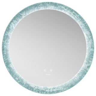 Frysta Round LED Frameless Mirror With Dimmer and Defogger, 30 Inch.