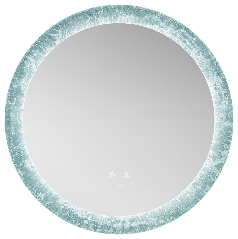 Frysta Round LED Frameless Mirror With Dimmer and Defogger, 30 Inch.