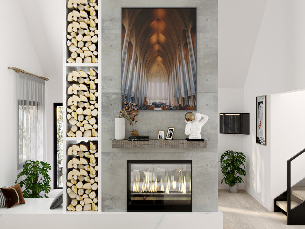 Solid Beam Fireplace Mantel Shelf, Ash Gray, 48"