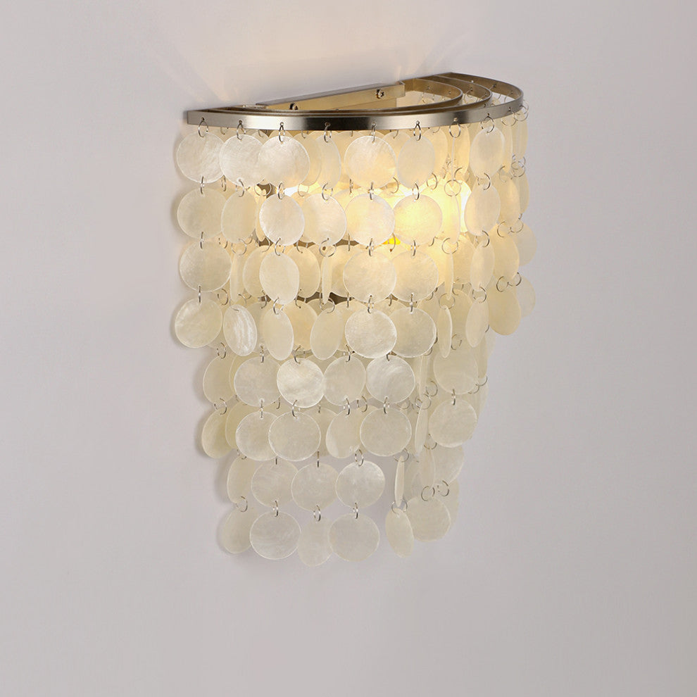 Modern White Natural Shell LED Wall Lamp For Bedroom, Cafe