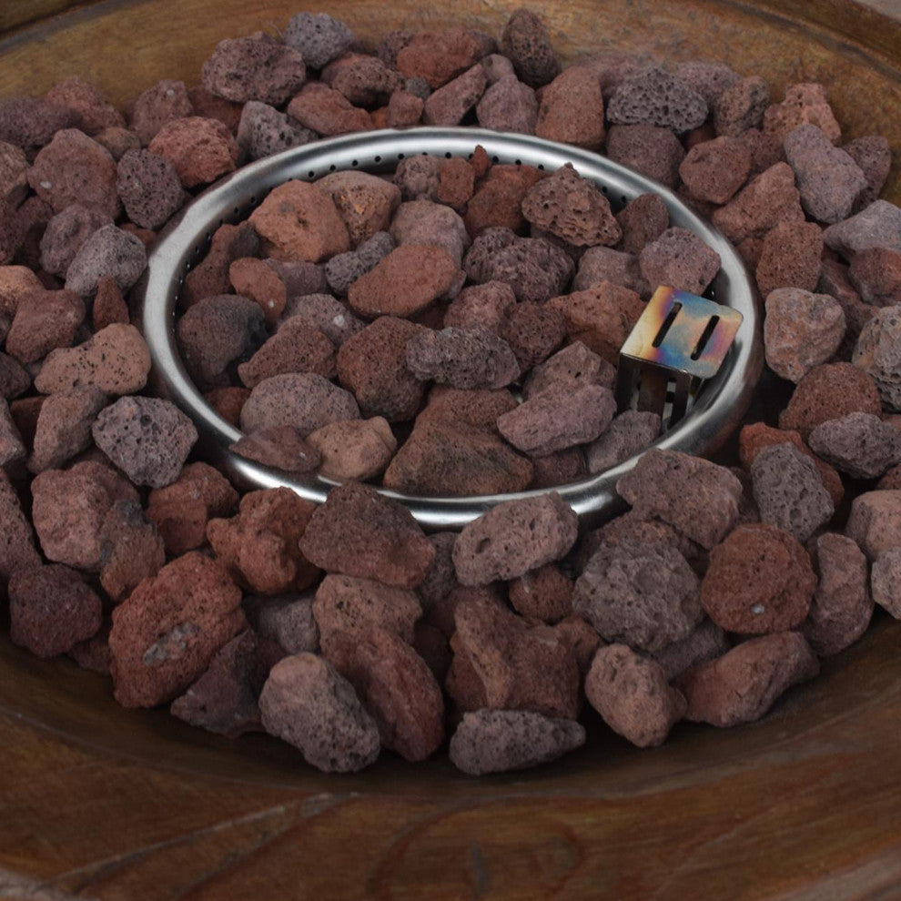 GDF Studio Muriel Outdoor 25" Concrete Round Fire Pit 40K BTU, Dark Brown