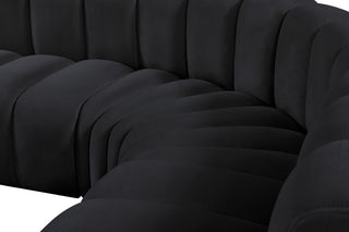 Arc Velvet Upholstered 8-Pc. U-Shaped Modular Sectional, Black