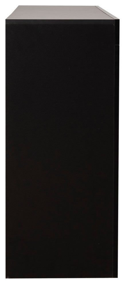 Wood Double Door Accent Cabinet with LED Light, Black, 42'' X 16''