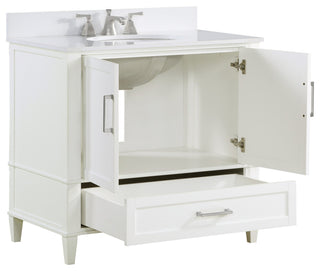 Montauk Bathroom Vanity, Pure White With White Quartz, 36"