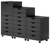 Halifax 3-Pc Multi-Drawer Storage Cabinet Set, Black