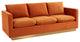 LeisureMod Nervo Modern Velvet Sofa With Gold Base, Orange Marmalade